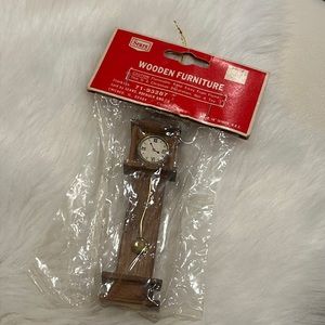 Miniature Dollhouse 1:12 Vintage Wooden Grandfather Clock Ornament Sears Taiwan